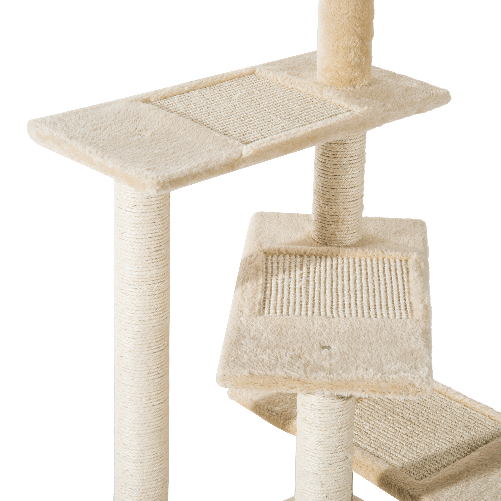 PawHut-Trespolo-per-Gatti-Multilivello-con-Tiragraffi-in-Sisal-Albero-per-Gatti-con-Piattaforme-e-Cuccia-in-Peluche-Beige-50x50x100cm