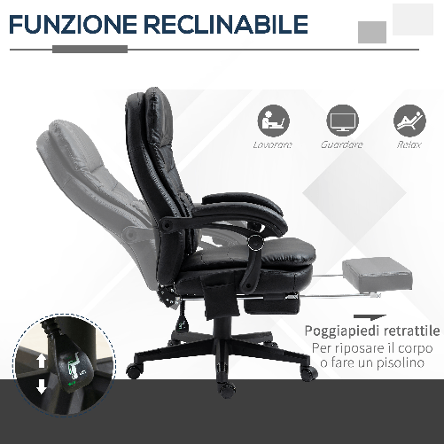 Vinsetto-Sedia-da-Ufficio-Massaggiante-in-Similpelle-con-Presa-USB-64x69x107-115cm-Nero