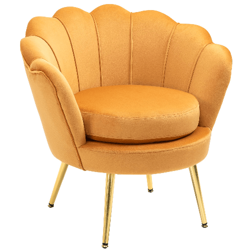HOMCOM-Poltrona-Vintage-di-Design-in-Velluto-Giallo-Poltroncina-da-Camera-con-Schienale-Alto-76x67x74cm