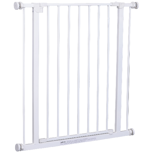 PawHut-Cancelletto-di-Sicurezza-per-Animali-Allargabile-Facile-Installazione-con-Supporti-a-Pressione-Acciaio-Resistente-con--una-Finitura-Verniciata-a-Polvere-Bianco-76x76-82cm