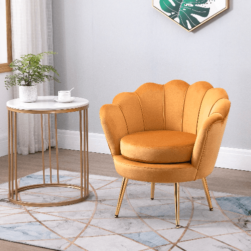 HOMCOM-Poltrona-Vintage-di-Design-in-Velluto-Giallo-Poltroncina-da-Camera-con-Schienale-Alto-76x67x74cm