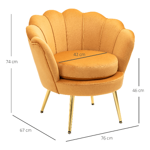 HOMCOM-Poltrona-Vintage-di-Design-in-Velluto-Giallo-Poltroncina-da-Camera-con-Schienale-Alto-76x67x74cm
