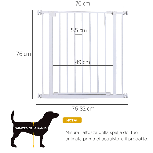 PawHut-Cancelletto-di-Sicurezza-per-Animali-Allargabile-Facile-Installazione-con-Supporti-a-Pressione-Acciaio-Resistente-con--una-Finitura-Verniciata-a-Polvere-Bianco-76x76-82cm