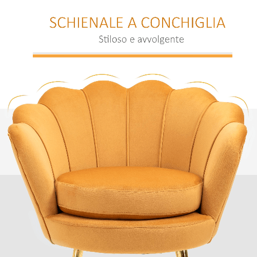 HOMCOM-Poltrona-Vintage-di-Design-in-Velluto-Giallo-Poltroncina-da-Camera-con-Schienale-Alto-76x67x74cm