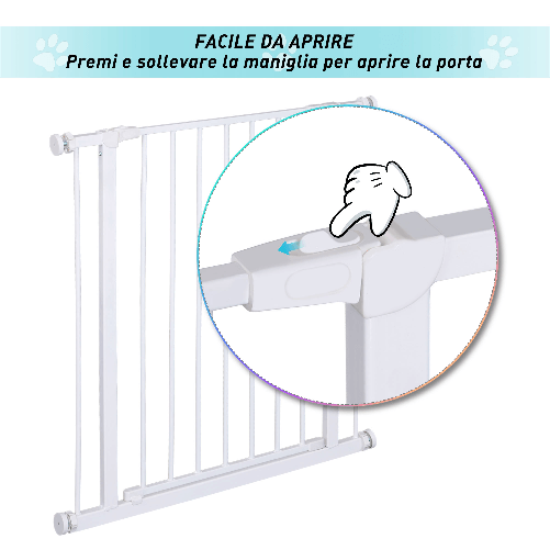 PawHut-Cancelletto-di-Sicurezza-per-Animali-Allargabile-Facile-Installazione-con-Supporti-a-Pressione-Acciaio-Resistente-con--una-Finitura-Verniciata-a-Polvere-Bianco-76x76-82cm