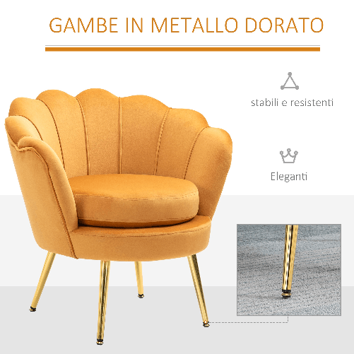HOMCOM-Poltrona-Vintage-di-Design-in-Velluto-Giallo-Poltroncina-da-Camera-con-Schienale-Alto-76x67x74cm
