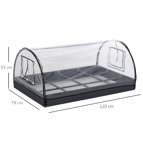 Outsunny-Mini-Serra-da-Giardino-o-Balcone-per-Piante-e-Fiori-con-Fioriera-e-Copertura-in-PVC-Trasparente-120x79x53cm