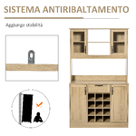 HOMCOM-Mobile-Credenza-Alta-da-Cucina-con-Cassetto-4-Armadietti-Mensole-e-Portabottiglie-in-Legno-Rovere