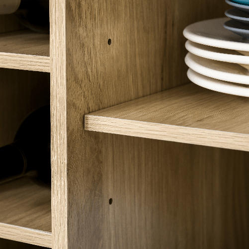 HOMCOM-Mobile-Credenza-Alta-da-Cucina-con-Cassetto-4-Armadietti-Mensole-e-Portabottiglie-in-Legno-Rovere