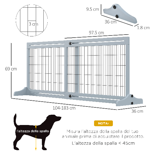 PawHut-Cancellino-per-Cani-Estensibile-da-Interno-in-Legno-e-Acciaio-104-183x36x69cm-Blu