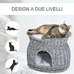 PawHut-Cuccia-per-Gatti-a-2-Ripiani-In-Vimini-Grigio-con-2-Cuscini-Lavabili-Interno-Esterno-56---37---40cm