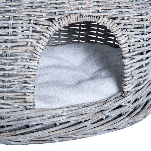 PawHut-Cuccia-per-Gatti-a-2-Ripiani-In-Vimini-Grigio-con-2-Cuscini-Lavabili-Interno-Esterno-56---37---40cm