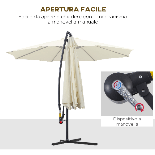 Outsunny-Ombrellone-Decentrato-da-Giardino-con-Base-a-Croce-Inclusa-in-Metallo-e-Poliestere-3x2-5-m-Beige
