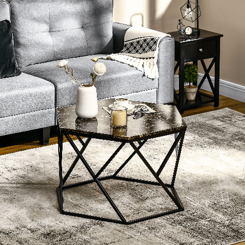 HOMCOM-Tavolino-da-Salotto-Moderno-con-Piano-Effetto-Marmo-e-Struttura-in-MDF-e-Acciaio-81x70x51-2-cm-Nero