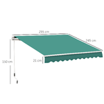 Outsunny-Tenda-da-Sole-Avvolgibile-a-Caduta-con-Manovella-in-Alluminio-e-Poliestere-3x2-5m-Verde-Scuro