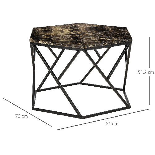 HOMCOM-Tavolino-da-Salotto-Moderno-con-Piano-Effetto-Marmo-e-Struttura-in-MDF-e-Acciaio-81x70x51-2-cm-Nero