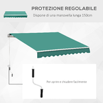 Outsunny-Tenda-da-Sole-Avvolgibile-a-Caduta-con-Manovella-in-Alluminio-e-Poliestere-3x2-5m-Verde-Scuro