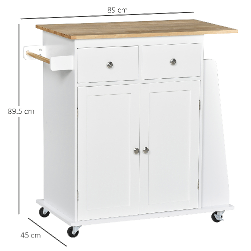 HOMCOM-Carrello-da-Cucina-Portaspezie-a-3-Livelli-e-4-Ruote-in-MDF-e-Truciolato-89x45x89cm-Bianco