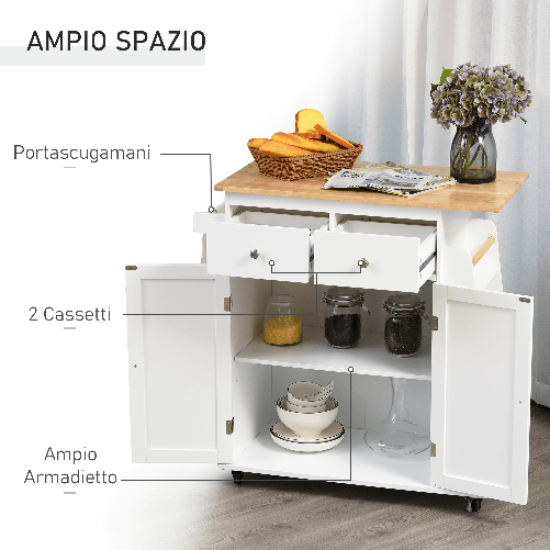 HOMCOM-Carrello-da-Cucina-Portaspezie-a-3-Livelli-e-4-Ruote-in-MDF-e-Truciolato-89x45x89cm-Bianco