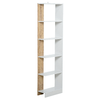 HOMCOM-Scaffale-Libreria-a-Parete-in-Legno-Color-Rovere-e-Bianco-con-5-Ripiani