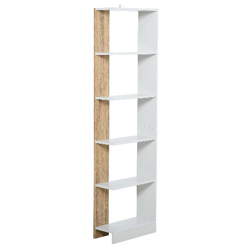 HOMCOM-Scaffale-Libreria-a-Parete-in-Legno-Color-Rovere-e-Bianco-con-5-Ripiani