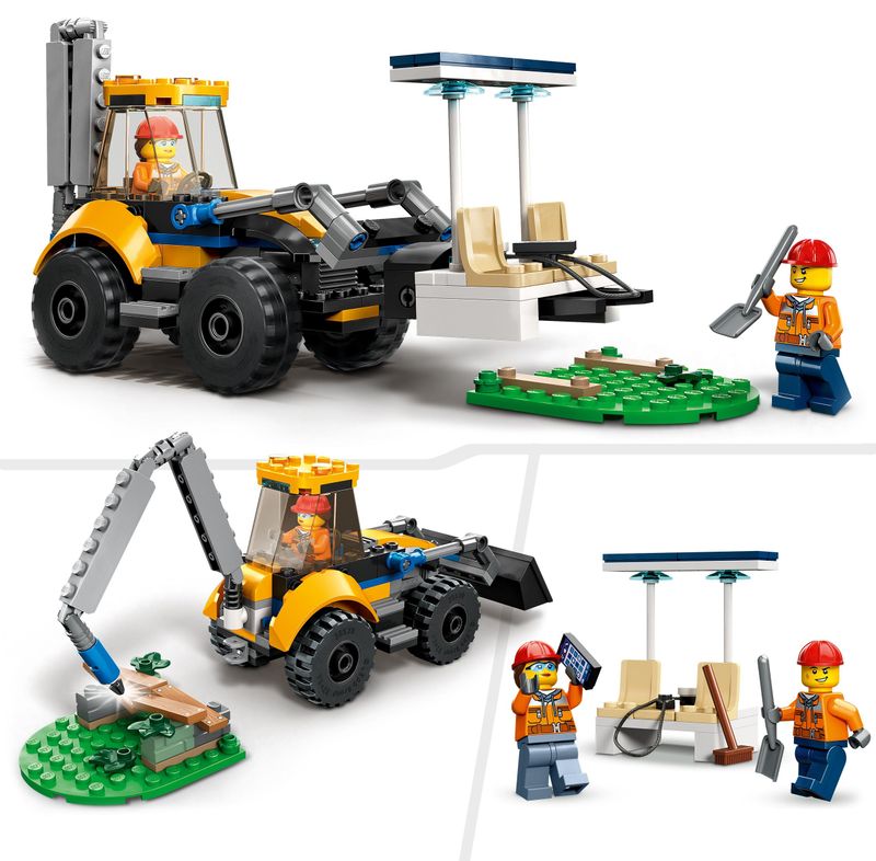 LEGO-60385-City-Scavatrice-per-Costruzioni-Escavatore-Giocattolo-con-Minifigure-Giochi-per-Bambini-e-Bambine-da-5-Anni-Idea-Regalo-di-Compleanno