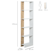 HOMCOM-Scaffale-Libreria-a-Parete-in-Legno-Color-Rovere-e-Bianco-con-5-Ripiani