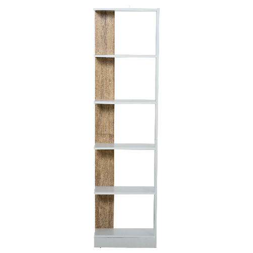 HOMCOM-Scaffale-Libreria-a-Parete-in-Legno-Color-Rovere-e-Bianco-con-5-Ripiani