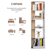HOMCOM-Scaffale-Libreria-a-Parete-in-Legno-Color-Rovere-e-Bianco-con-5-Ripiani