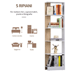 HOMCOM-Scaffale-Libreria-a-Parete-in-Legno-Color-Rovere-e-Bianco-con-5-Ripiani