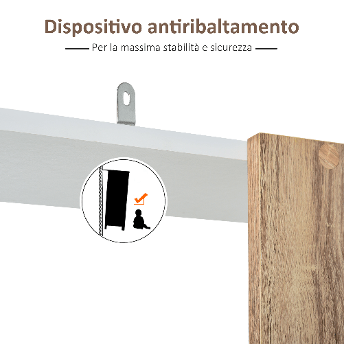 HOMCOM-Scaffale-Libreria-a-Parete-in-Legno-Color-Rovere-e-Bianco-con-5-Ripiani