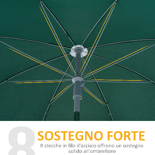 Outsunny-Ombrellone-da-Esterni-2x2-3-m-Portatile-e-con-Tettuccio-Inclinabile-in-Poliestere-Verde-Scuro