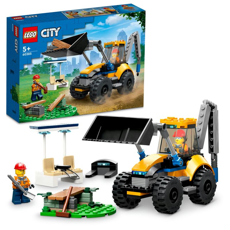 LEGO-60385-City-Scavatrice-per-Costruzioni-Escavatore-Giocattolo-con-Minifigure-Giochi-per-Bambini-e-Bambine-da-5-Anni-Idea-Regalo-di-Compleanno