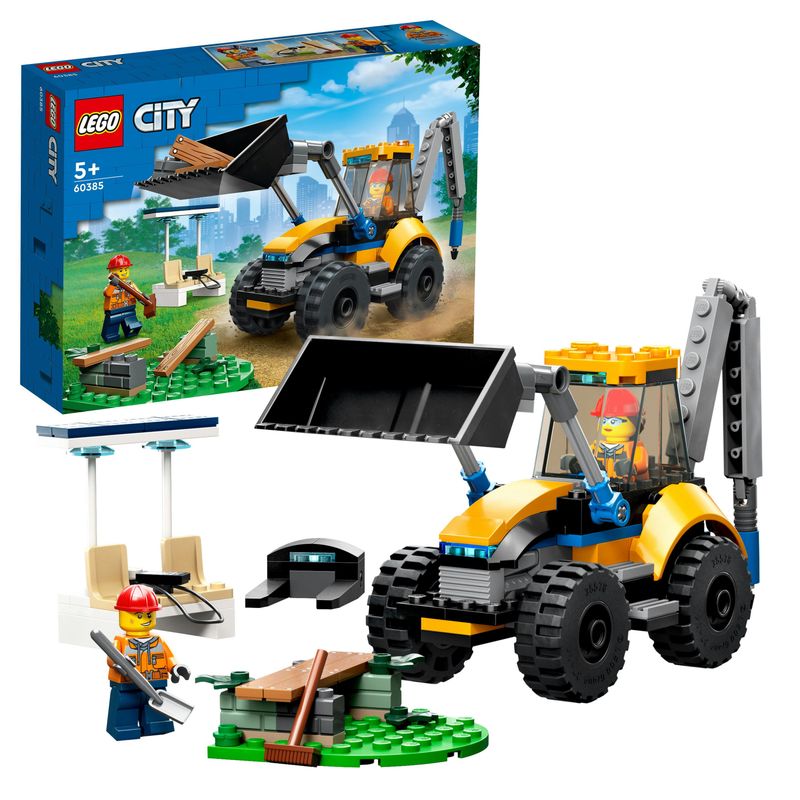 LEGO-60385-City-Scavatrice-per-Costruzioni-Escavatore-Giocattolo-con-Minifigure-Giochi-per-Bambini-e-Bambine-da-5-Anni-Idea-Regalo-di-Compleanno