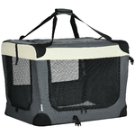 PawHut Trasportino per Cani e Gatti fino 4kg Pieghevole con 3 Aperture e Cuscino, 70x51x50cm, Grigio