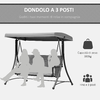 Outsunny-Dondolo-3-Posti-da-Giardino-o-Terrazzo-con-Tettuccio-Regolabile-e-Tasche-Portaoggetti-Grigio-Scuro-196x128x172cm