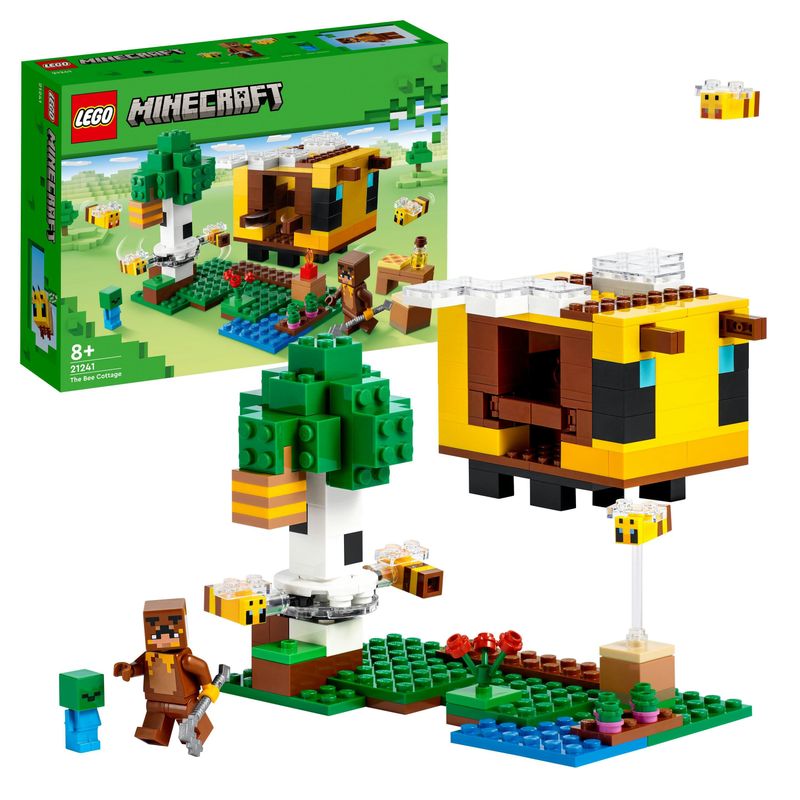 LEGO-21241-Minecraft-Il-Cottage-dell’Ape-Modellino-da-Costruire-della-Fattoria-con-Bimbo-Zombie-e-Animali-Giocattolo-Idea-Regalo-di-Compleanno-per-Bambini-Ragazzi-e-Ragazze