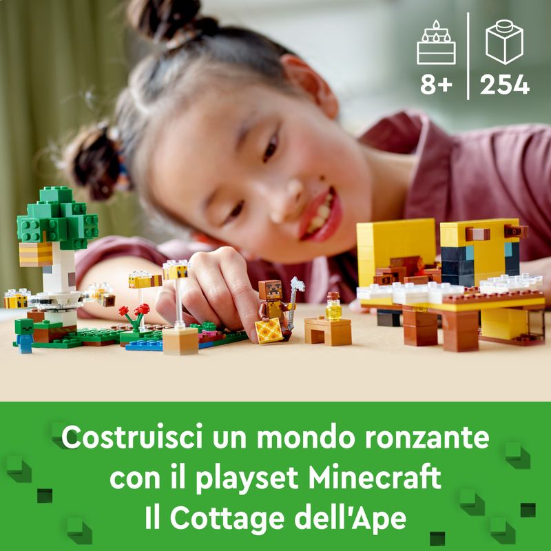 LEGO-21241-Minecraft-Il-Cottage-dell’Ape-Modellino-da-Costruire-della-Fattoria-con-Bimbo-Zombie-e-Animali-Giocattolo-Idea-Regalo-di-Compleanno-per-Bambini-Ragazzi-e-Ragazze