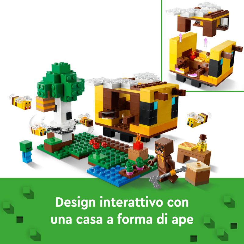 LEGO-21241-Minecraft-Il-Cottage-dell’Ape-Modellino-da-Costruire-della-Fattoria-con-Bimbo-Zombie-e-Animali-Giocattolo-Idea-Regalo-di-Compleanno-per-Bambini-Ragazzi-e-Ragazze