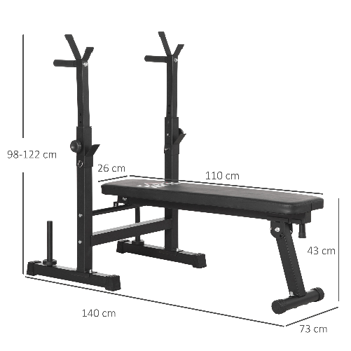 HOMCOM-Panca-Pesi-Pieghevole-con-8-Altezze-Regolabili-per-Sollevamento-Pesi-e-Trazioni-in-Acciaio-e-PU-140x73x98-122cm-Nera