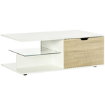 HOMCOM-Tavolino-Basso-da-Caffe-in-Truciolato-con-Cassetti-e-Ripiano-in-Vetro-per-Soggiorno-e-Ingresso-106x58x39-cm-Bianco