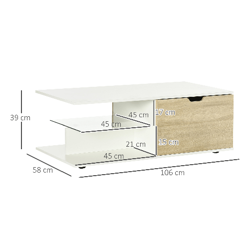 HOMCOM-Tavolino-Basso-da-Caffe-in-Truciolato-con-Cassetti-e-Ripiano-in-Vetro-per-Soggiorno-e-Ingresso-106x58x39-cm-Bianco