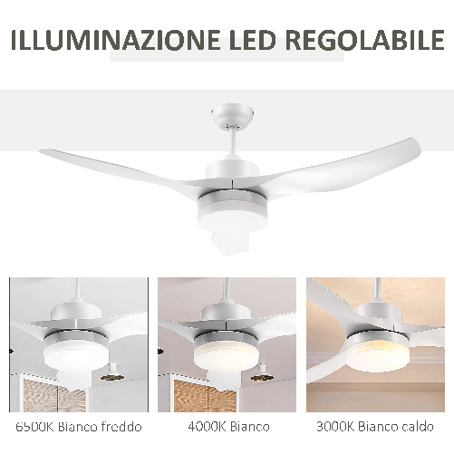 HOMCOM-Ventilatore-da-Soffitto-con-Luce-LED-a-3-Modalita-con-Telecomando-6-Velocita--132x40cm