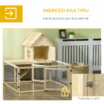 PawHut-Conigliera-per-Interno-in-Legno-d-Abete-con-Vassoio-Estraibile-3-Porte-e-Area-Esterna-151-5x106x97-cm