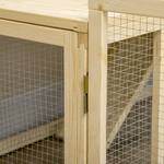 PawHut-Conigliera-per-Interno-in-Legno-d-Abete-con-Vassoio-Estraibile-3-Porte-e-Area-Esterna-151-5x106x97-cm