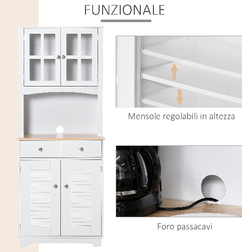 HOMCOM-Credenza-Alta-per-Cucina-Mobile-Buffet-in-Legno-Bianco-Armadio-Dispensa-in-Stile-Classico-Bianco-68x39-5x170cm