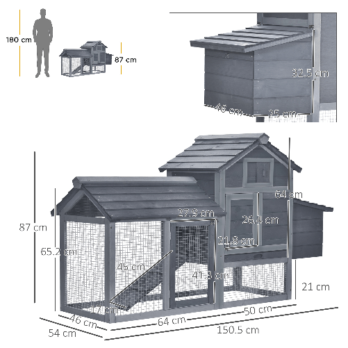 PawHut-Pollaio-Prefabbricato-in-Legno-per-2-Galline-con-Recinzione-e-Nido-per-Cova-150-5x54x87cm