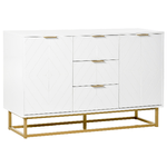 HOMCOM Credenza Moderna Bianca, Credenza Bassa Buffet per Cucina o Sala da Pranzo con 3 Cassetti e 2 Ante, 120x40x76cm