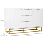 HOMCOM-Credenza-Moderna-Bianca-Credenza-Bassa-Buffet-per-Cucina-o-Sala-da-Pranzo-con-3-Cassetti-e-2-Ante-120x40x76cm