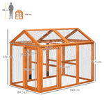 PawHut-Gabbia-per-Galline-in-Legno-con-Porte-Multiple-e-Rete-in-Metallo-140x88-5x106cm-Arancione